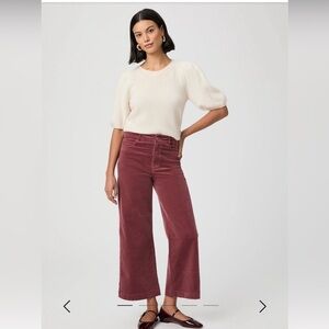 Paige Anessa Wide Leg High Waist Crop corduroy Jeans Size 24
